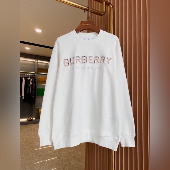 Burberry White Sweatshirt with Pink Logo